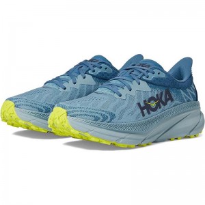 Men Hoka Challenger 7 Trail Running Shoes Blue Cyan | SG628-572
