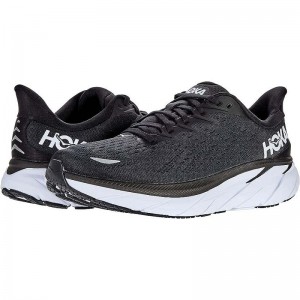 Men Hoka Clifton 8 Road Running Shoes Black White | SG356-310