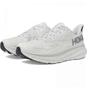 Men Hoka Clifton 9 Road Running Shoes White | SG057-918