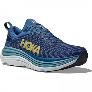 Men Hoka Gaviota 5 Road Running Shoes Blue Steel | SG237-970