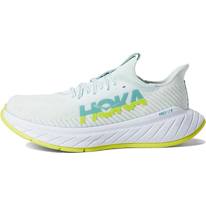 Men Hoka Carbon X 3 Road Running Shoes White Cyan | SG045-238